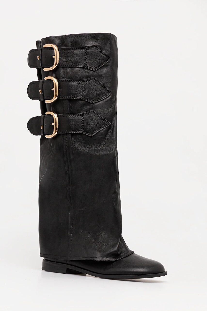 Kožené čižmy Naked Wolfe Anchor čierna farba, na plochom podpätku, jemne zateplené, Anchor Black Leather