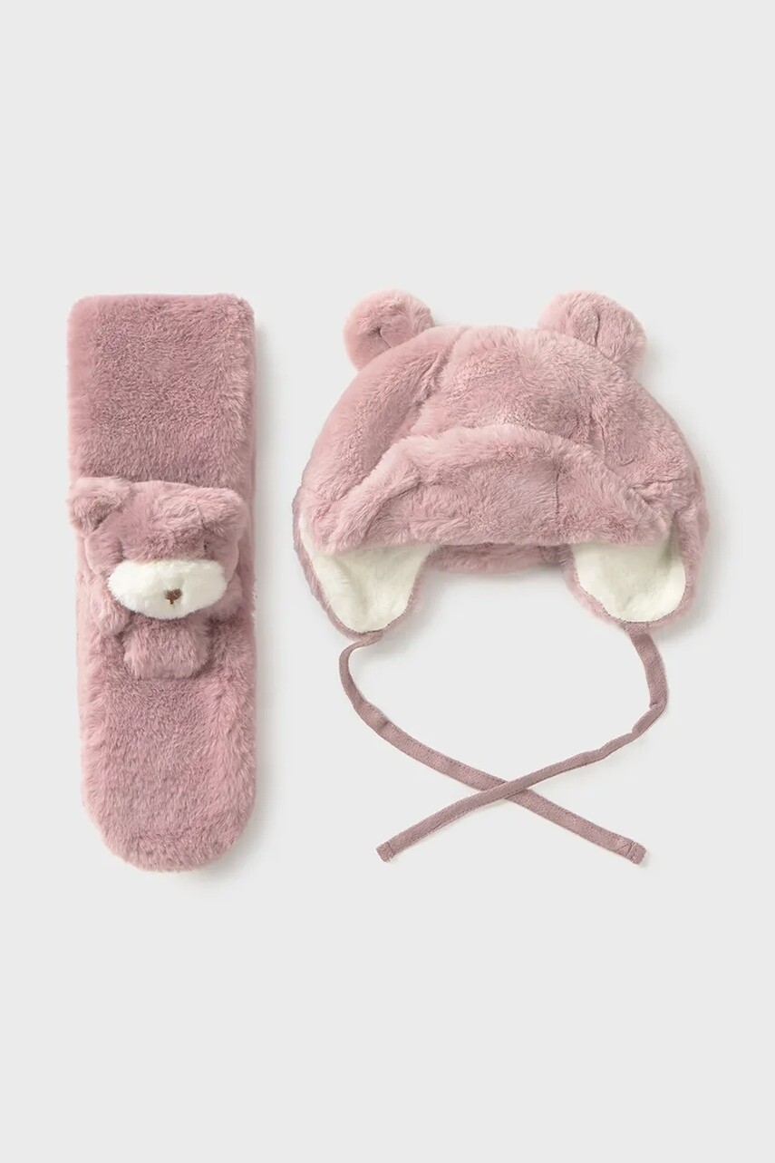 Detská čiapka a šatka Mayoral ružová farba biela, 10020