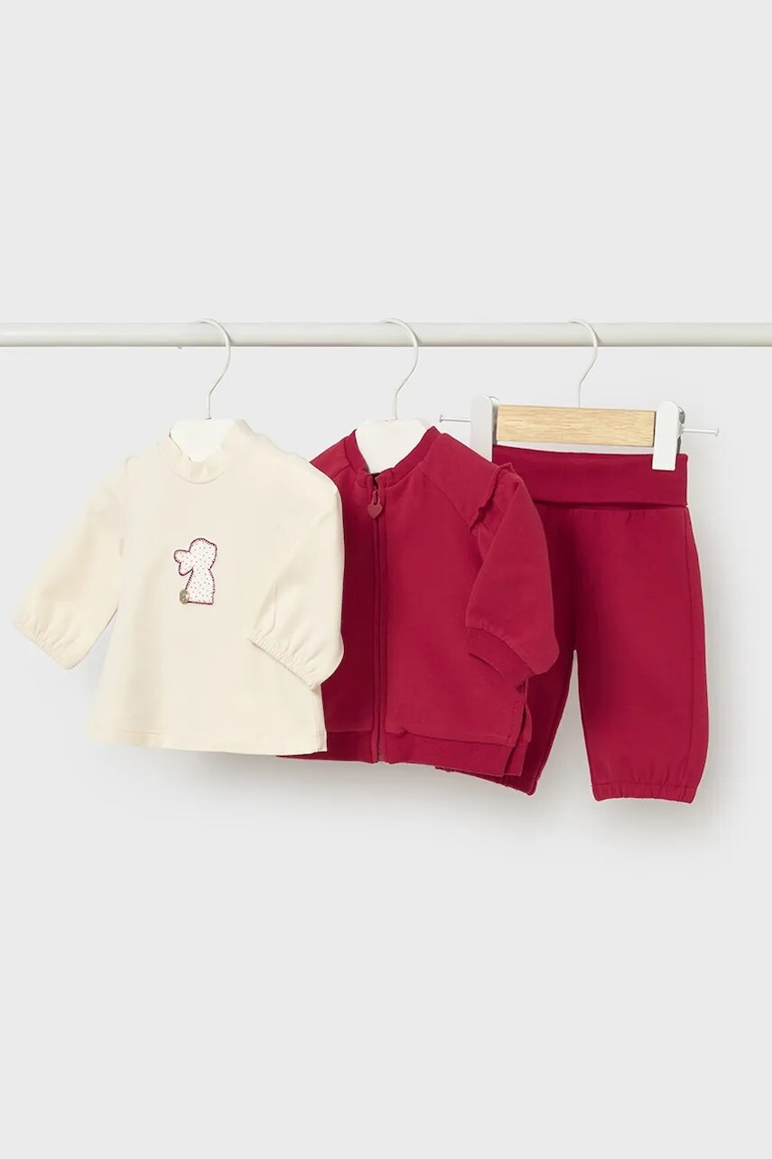 Detská tepláková súprava z bavlny Mayoral Newborn červená farba, 2607