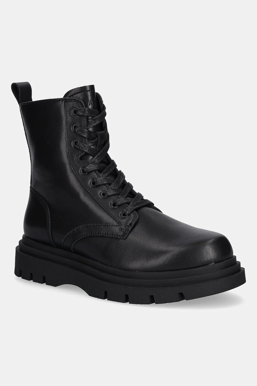Kožené členkové topánky Armani Exchange čierna farba, XM001961 AF17328 UC001