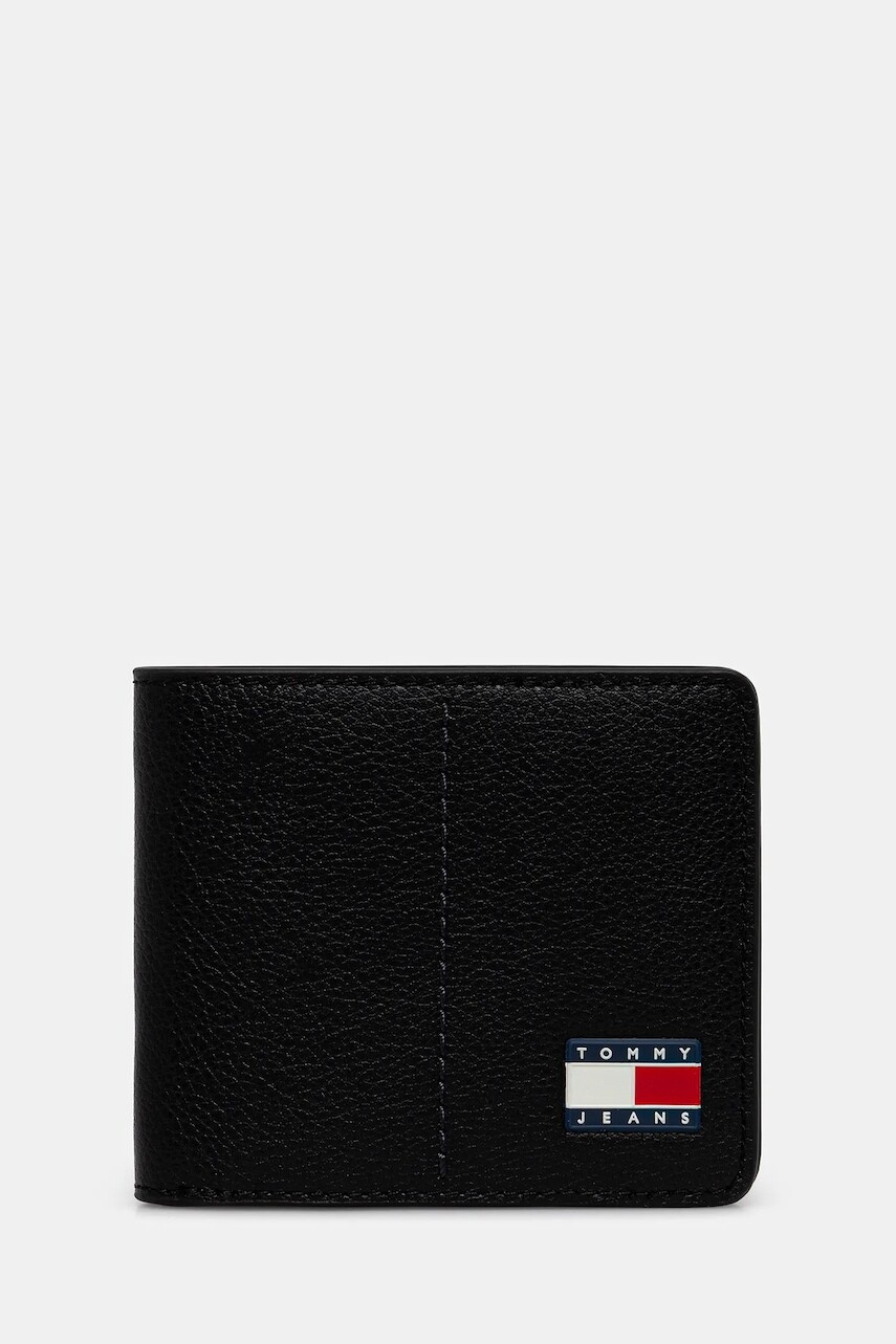 Peňaženka Tommy Jeans pánska, čierna farba, AM0AM13699