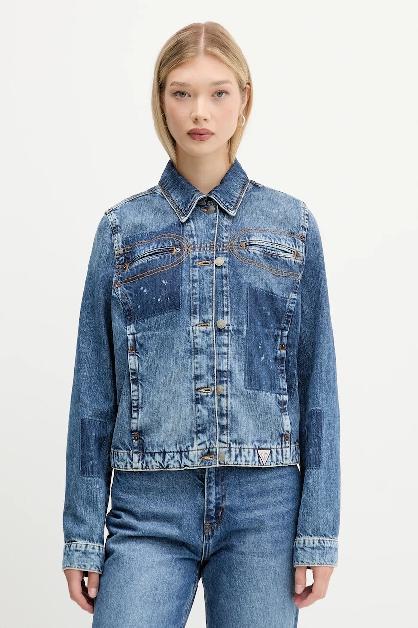 Rifľová bunda Guess Originals HARRINGTON modrá farba, prechodná, W5YN69 D5R01