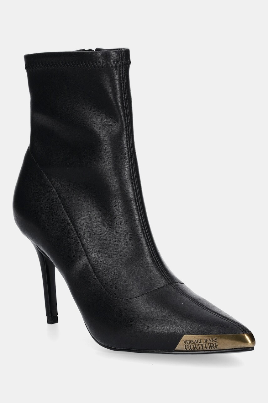 Členkové topánky Versace Jeans Couture čierna farba, na vysokom podpätku, 79VA3S51 ZS901 899