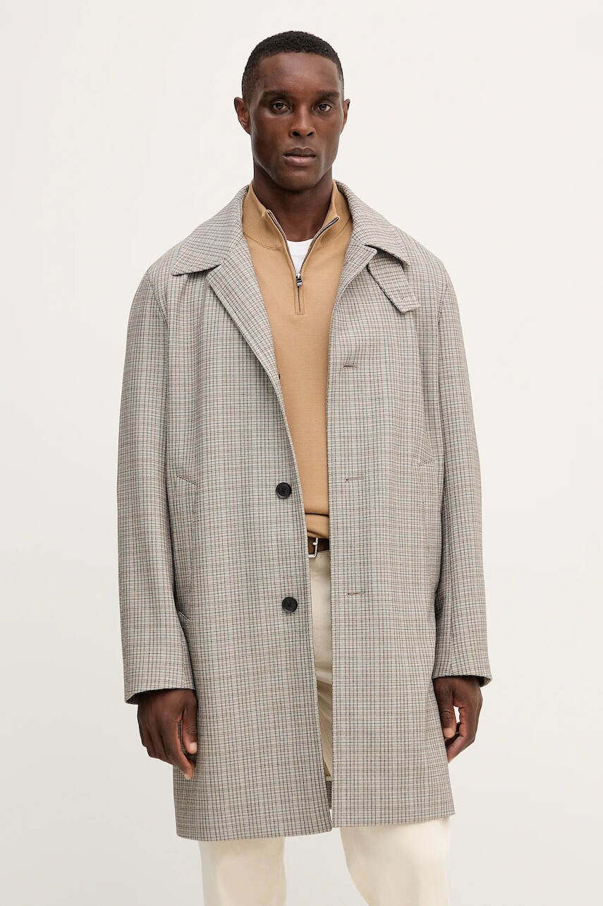 Kabát BOSS béžová farba, 50546039