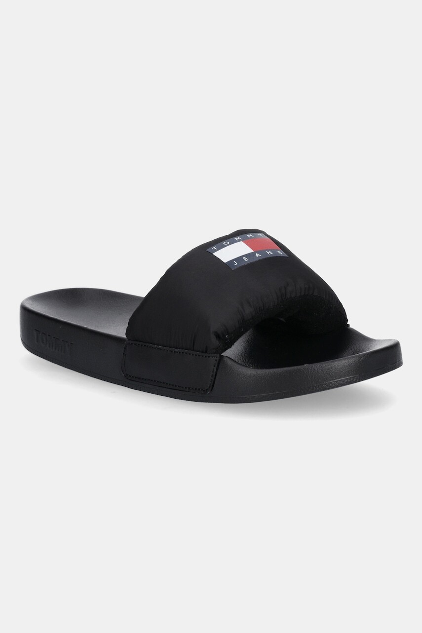 Šľapky Tommy Jeans TJW COMFY POOL SLIDE čierna farba, EN0EN02854