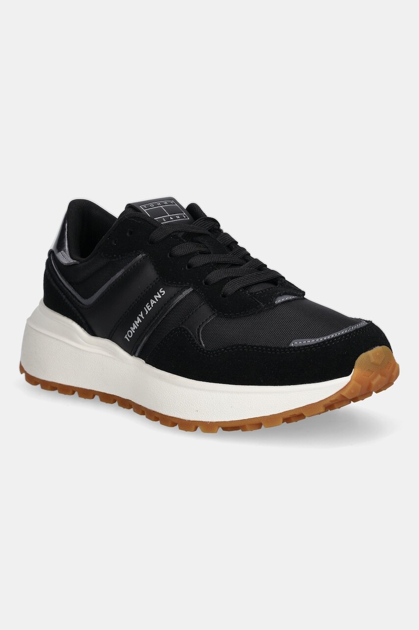 Tenisky Tommy Jeans TJW CLEATED RUNNER čierna farba, EN0EN02861