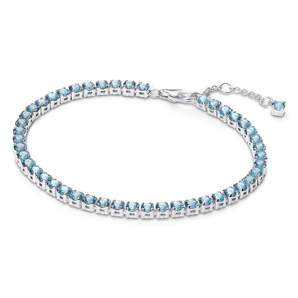 Pandora Tenisový strieborný náramok so svetlo modrými zirkónmi Timeless 591469C03 18 cm