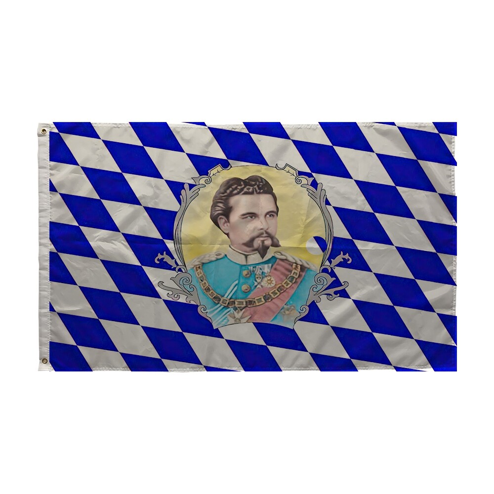 Vlajka bavorský kráľ Ľudovít II. Bavorský 30 x 45 cm na drevenej tyčke