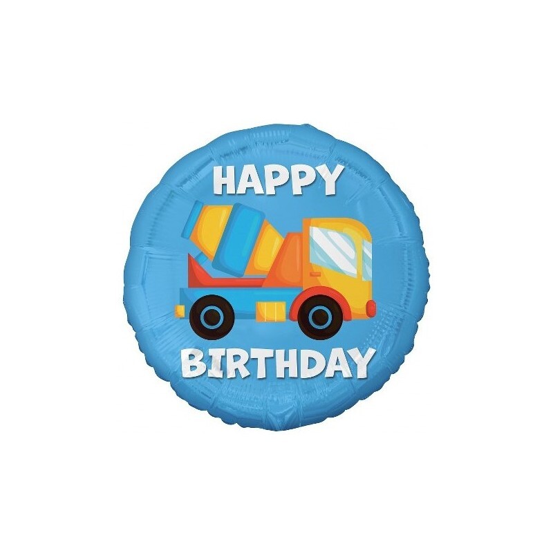 FG-OBBT Godan Fóliový balón - Betonárka - Happy Birthday, 45cm