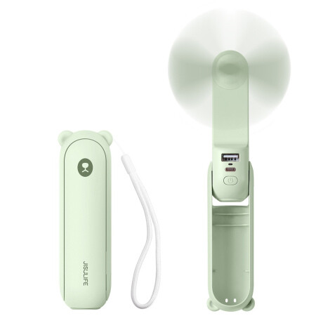 Jisulife Life8 USB-C ručný ventilátor / Power Bank 2000mAh, zelený