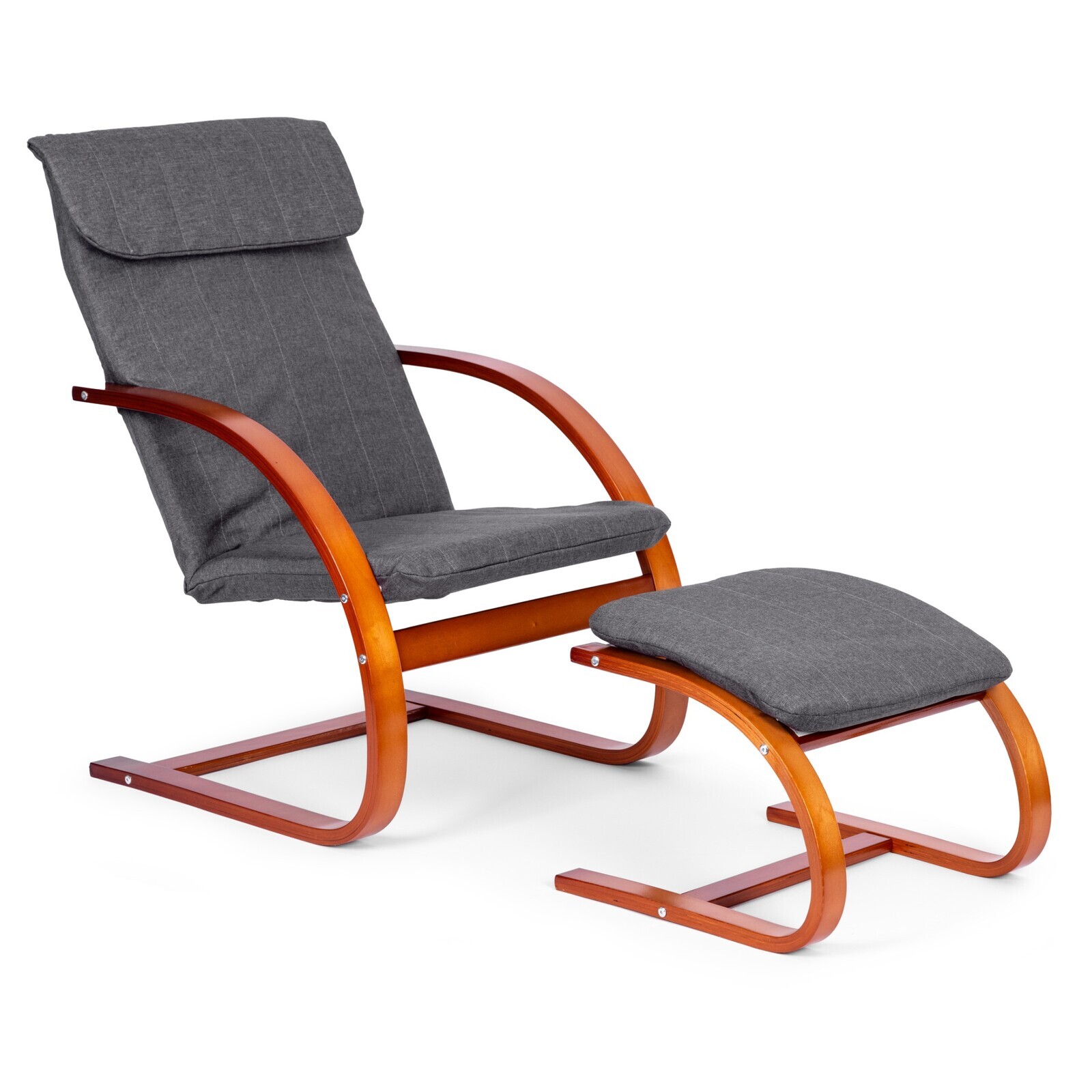 Houpací křeslo s podnožkou QUANTOR šedé