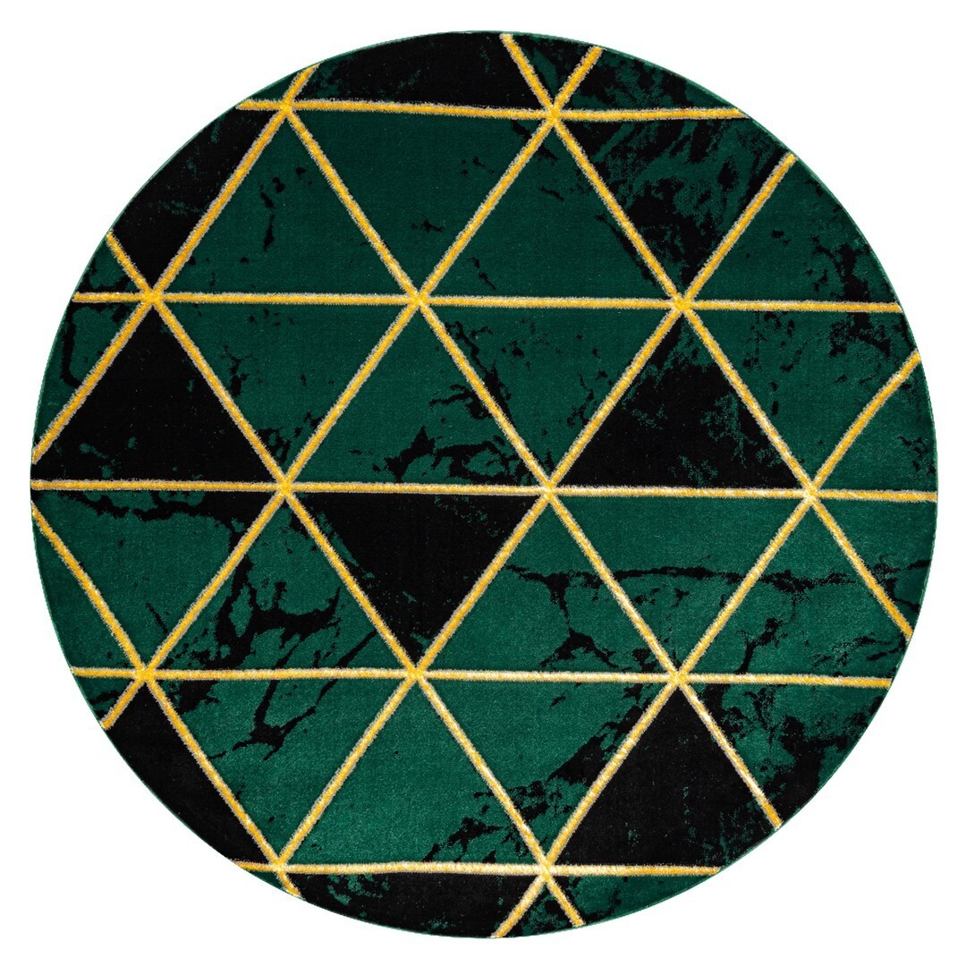 Kulatý koberec ESTEMA MARBLETRIANGLES láhvově zelený