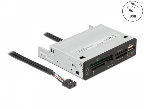 Delock 3.5” USB 2.0 čítačka kariet 5 slotov + 1 x USB 2.0 Typ-A samica
