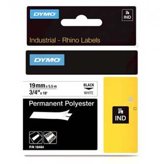 Dymo originál páska do tlačiarne štítkov, Dymo, 18484, černý tlač/biely podklad, 5.5m, 19mm, RHINO permanentná polyesterová D1