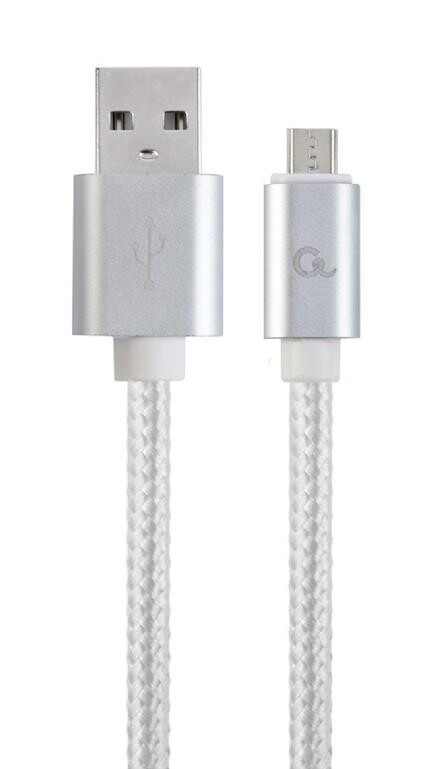 GEMBIRD CABLEXPERT Kábel USB A Male/Micro USB Male 2.0, 1,8 m, opletený, strieborný, blister