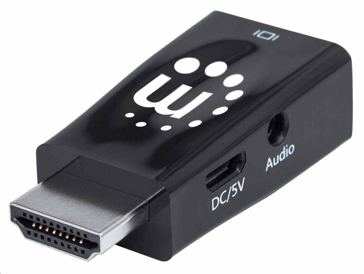 Manhattan adaptér HDMI na VGA, Micro Converter, HDMI Male na VGA Female, audio, čierna