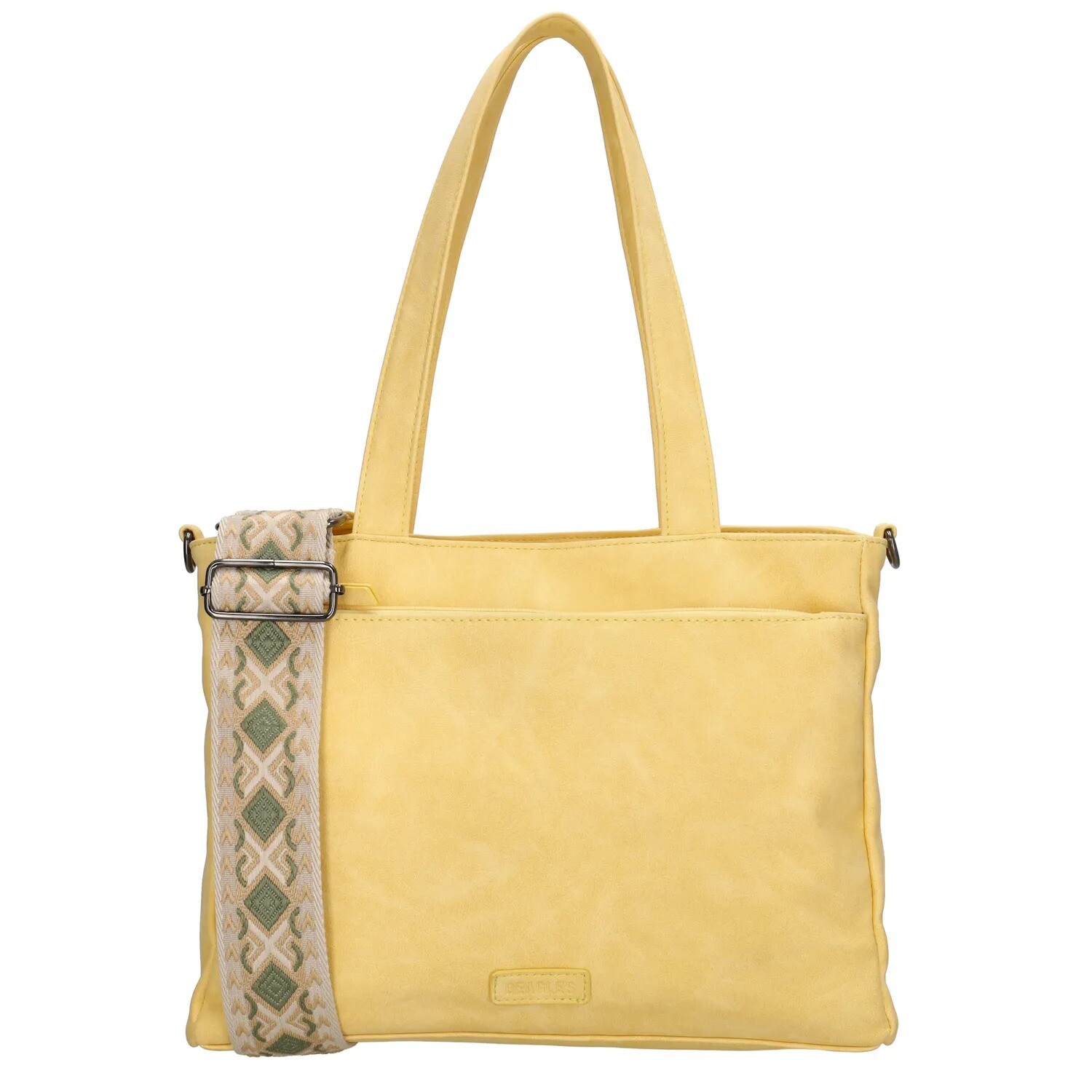 Beagles dámska taška shoperka Malaga s dekoratívnym popruhom - svetlo žltá - 7,6 L
