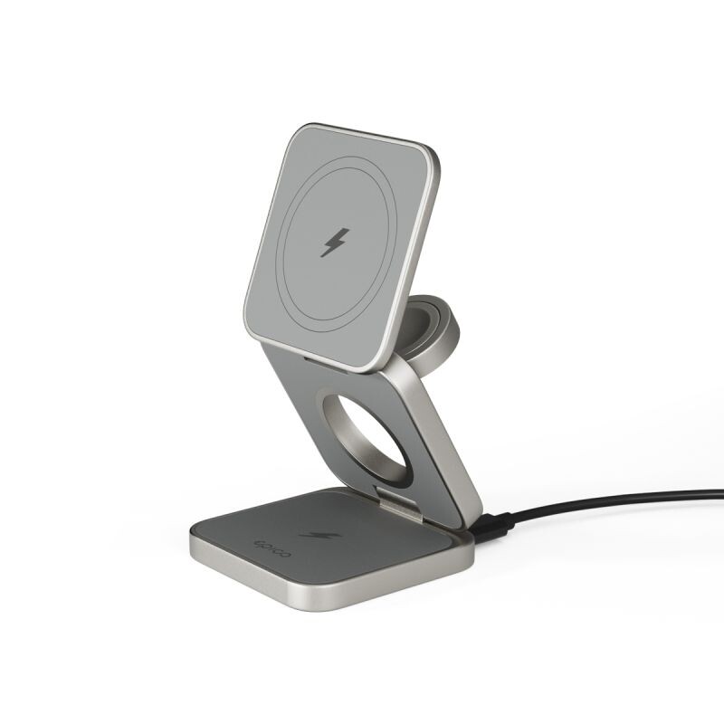 EPICO UltraBase EF45 3in1 Fold Alu Mag+ Charging Stand - titanová 9915112100087