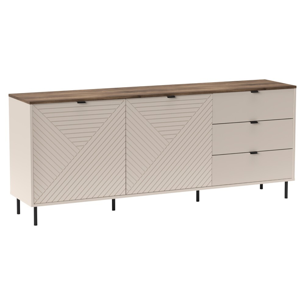 KONDELA Eyco 2D3S dvojdverová komoda so zásuvkami kašmír / dub castello