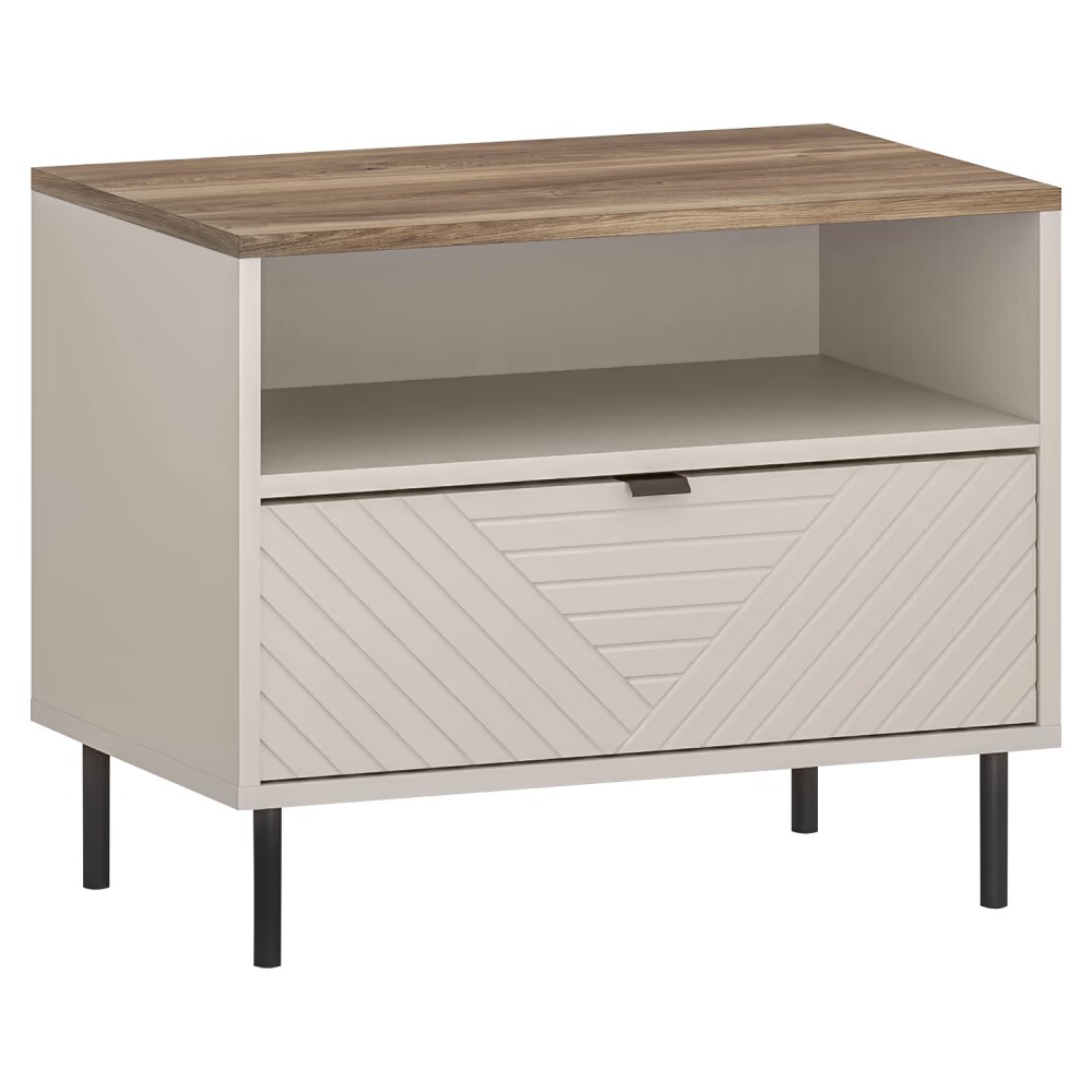 KONDELA Eyco 1S nočný stolík kašmír / dub castello