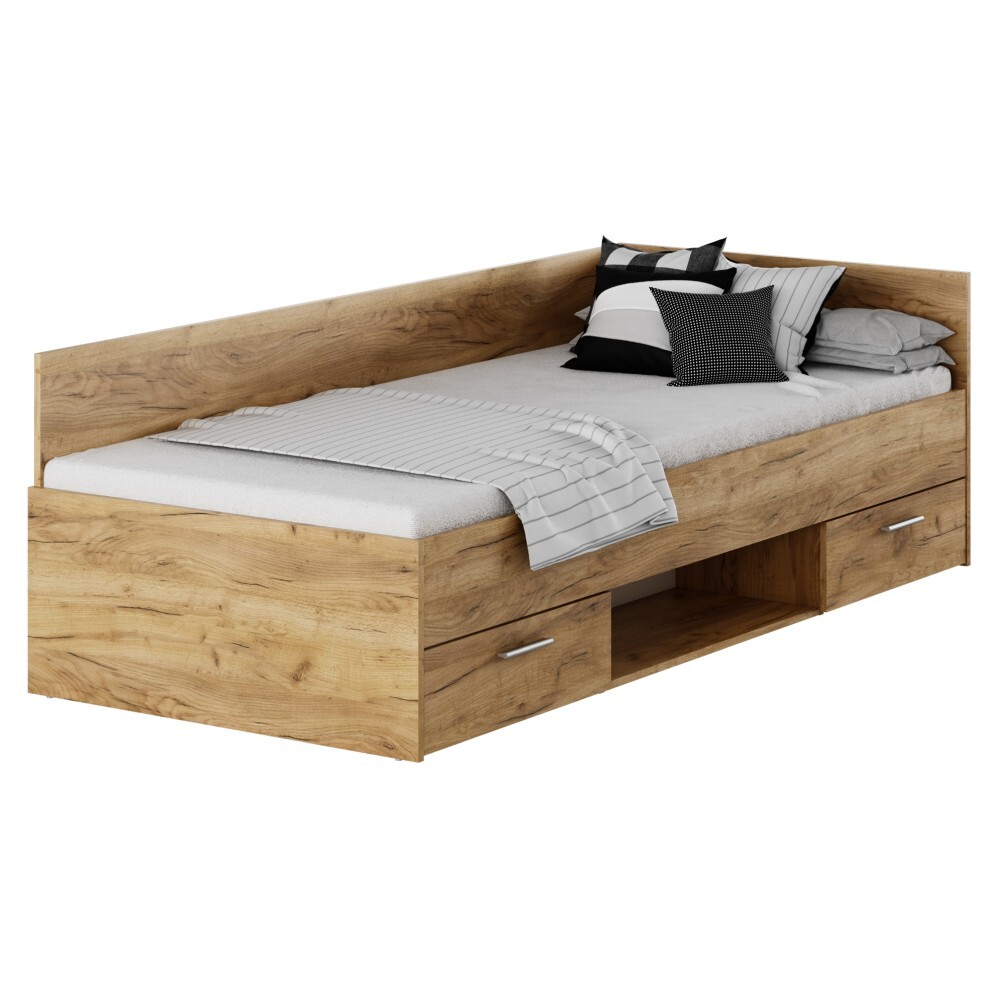 KONDELA Boat 90 posteľový rám s úložným priestorom dub artisan