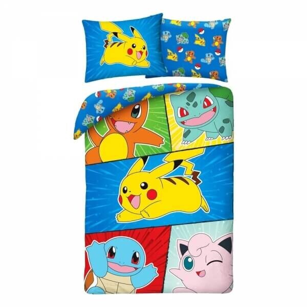 Halantex Obliečky Pokémoni - Bulbasaur, Squirtle, Charmander, Pikachu, Jigglypuff