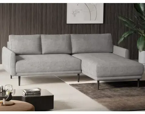 Rohová sedačka Soho, svetlo šedá štruktúrovaná látka, pravý roh%