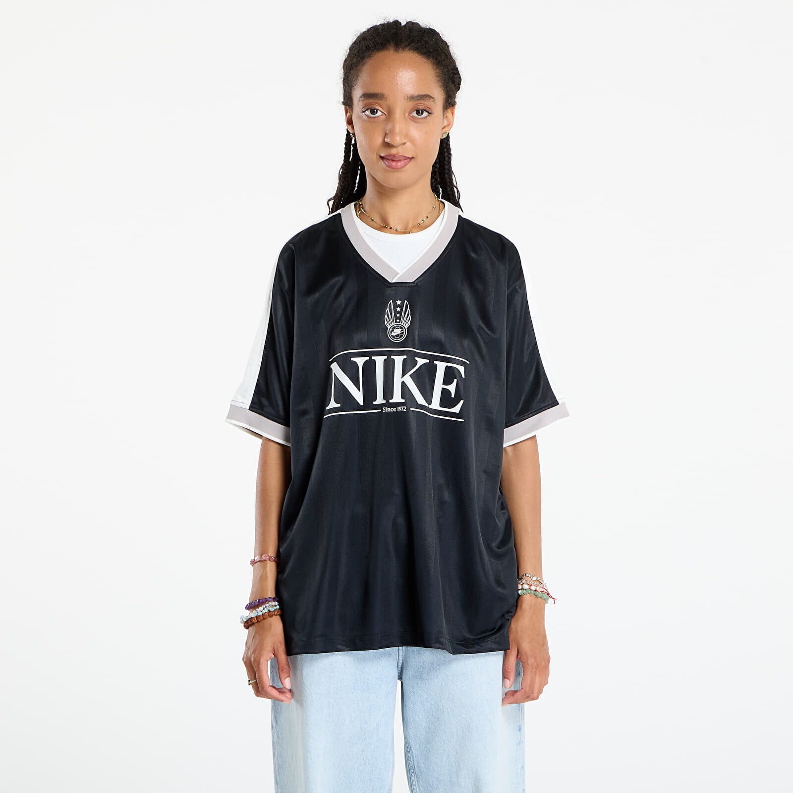 Dres Nike Sportswear Women's V-Neck Jersey Top Black/ Sail/ College Grey/ Sail L