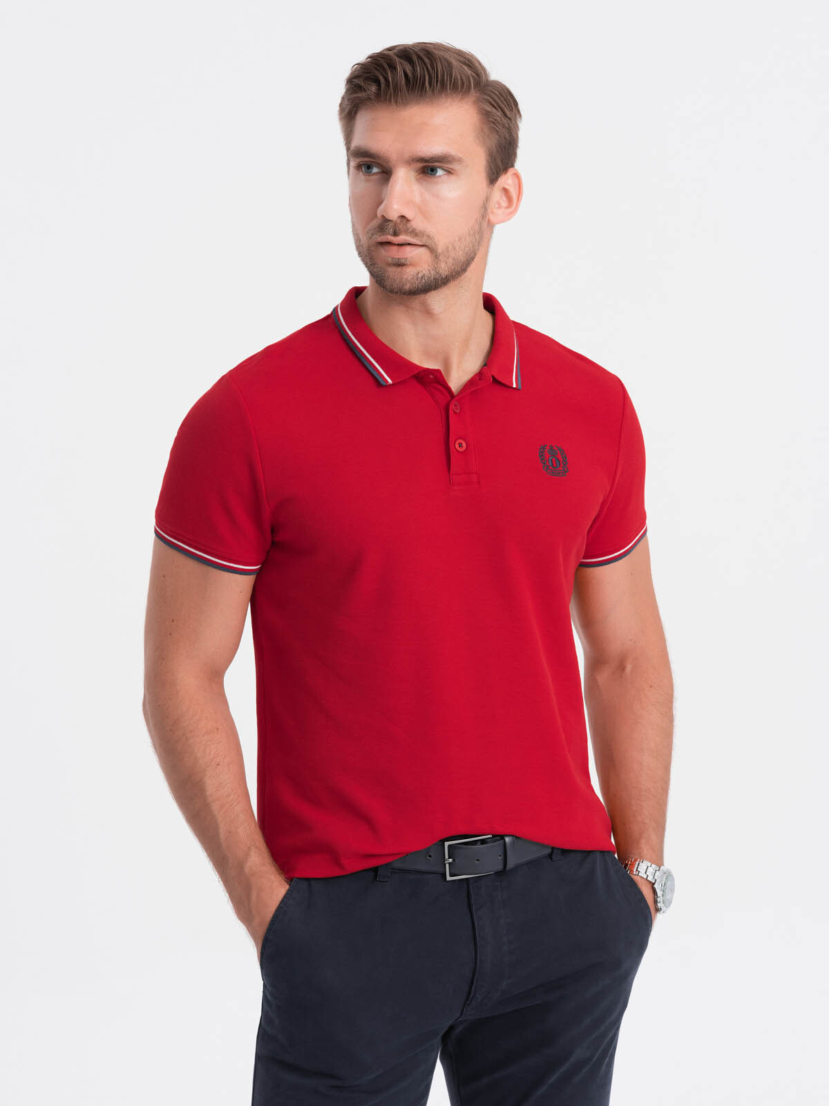 Ombre Men's polo shirt with contrast trim