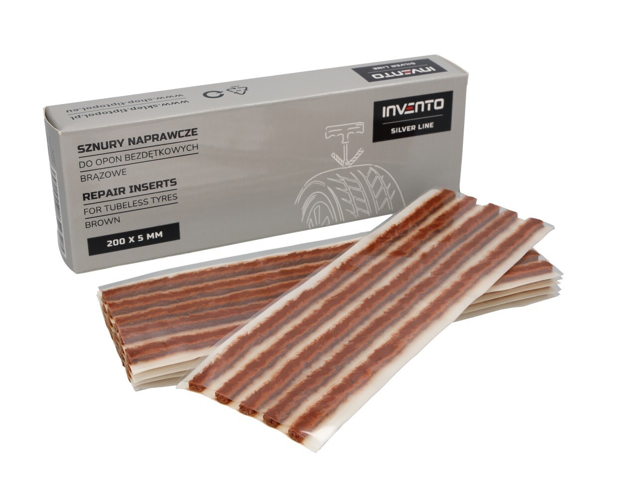 Tyre repair inserts brown INVENTO Silver Line, 200x5 mm, 25 pcs.