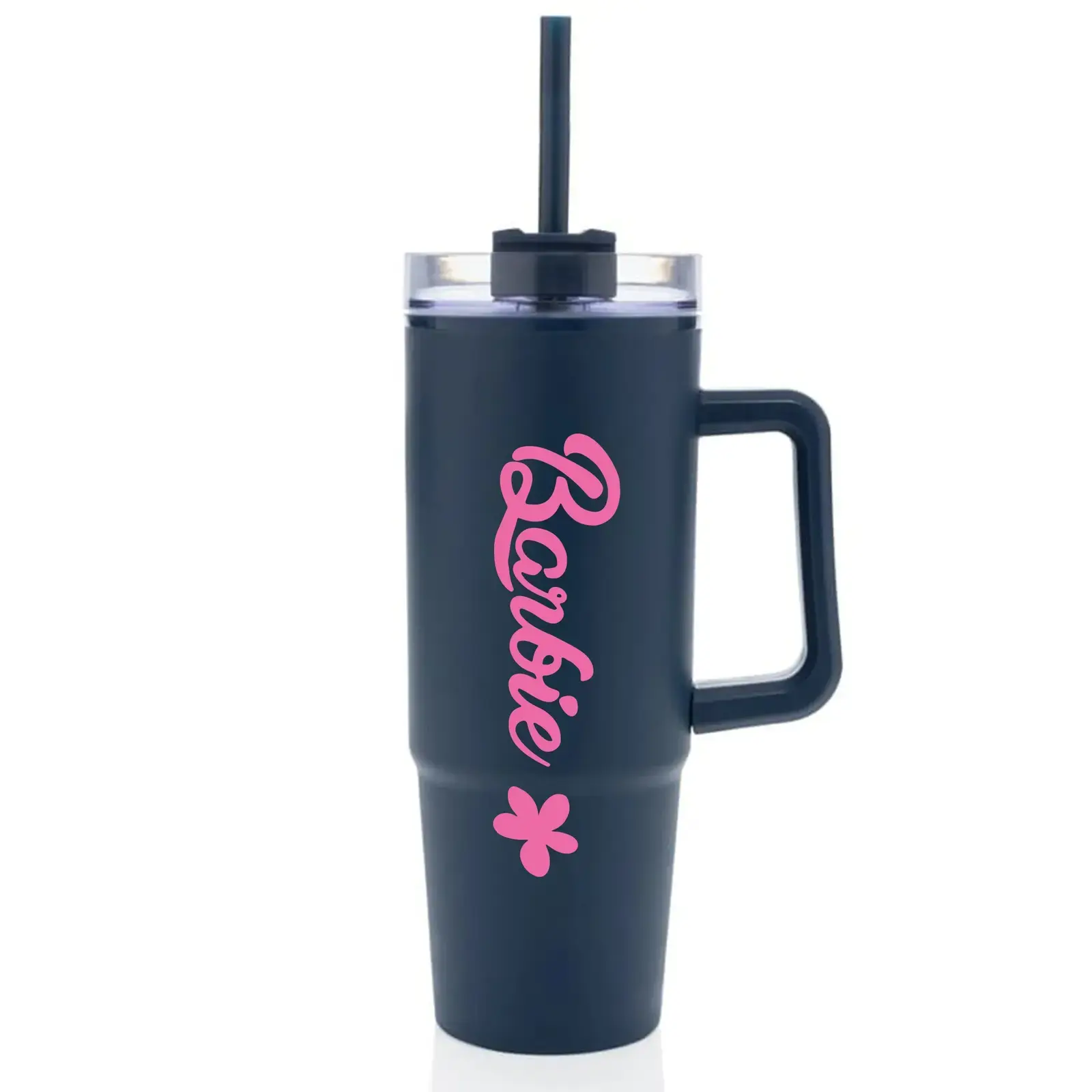 BARBIE - tmavě modrý cestovní hrnek s průhledným víčkem 900 ml