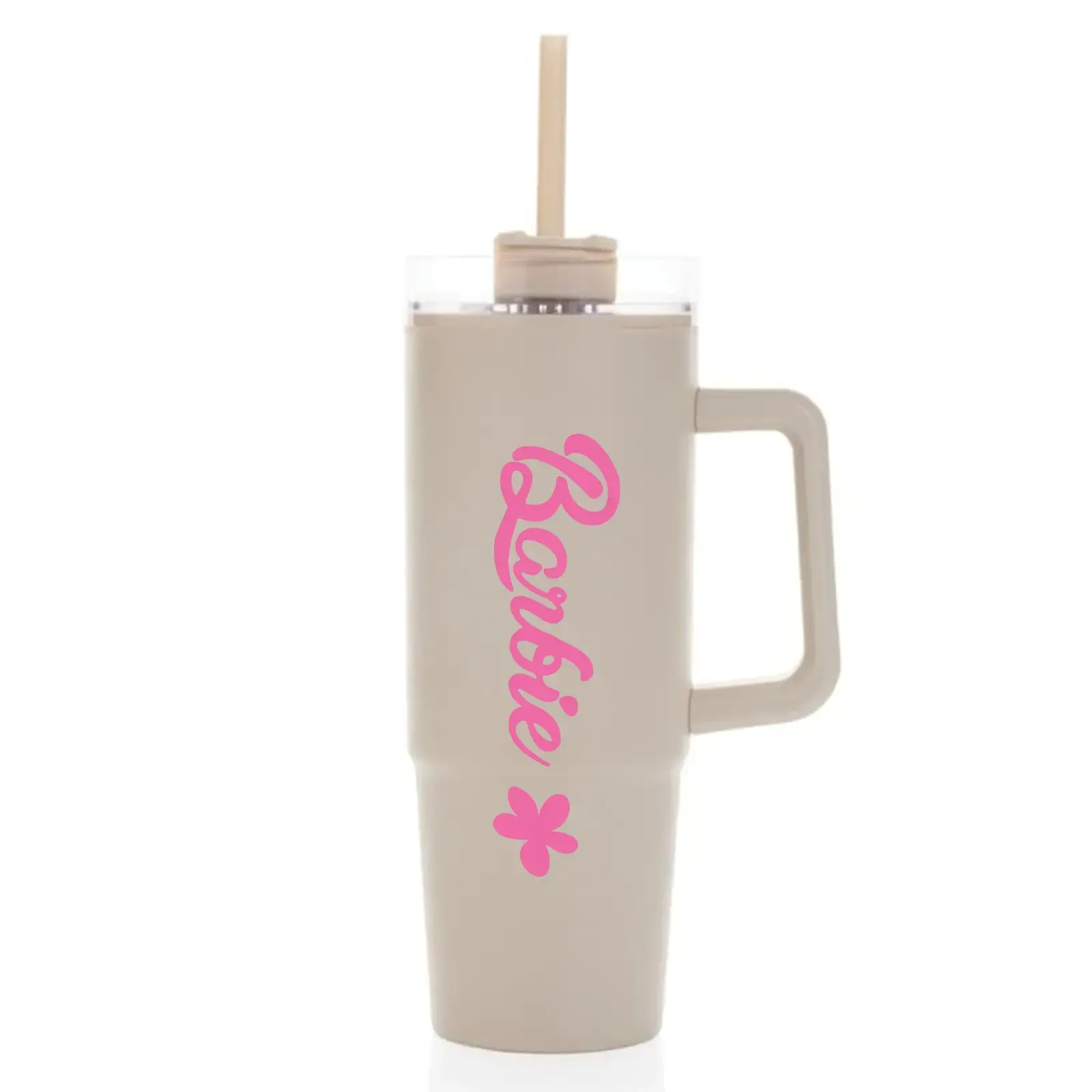 BARBIE - béžový cestovní hrnek s průhledným víčkem 900 ml
