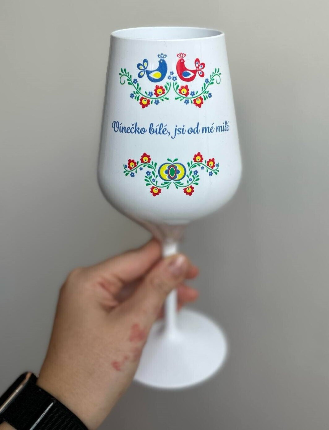 BIELE VÍNO, TY SI Z MOJEJ LÁSKY - biely nerozbitný pohár na víno 470 ml