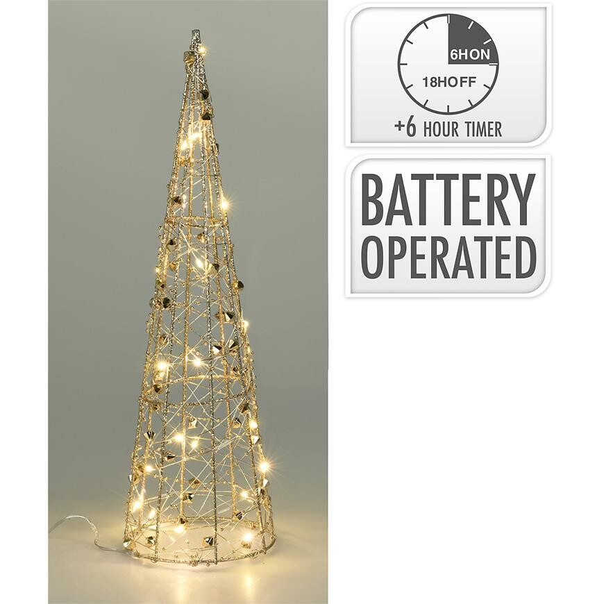 Kužeľ s 20 LED svetlami 12x12x40cm zlatý