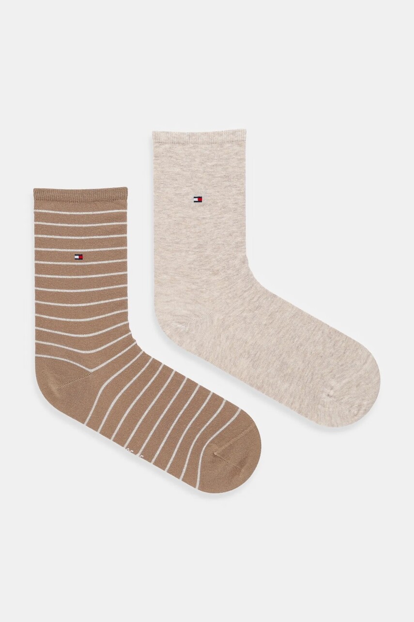 Ponožky Tommy Hilfiger 2-pak béžová farba, 100001494