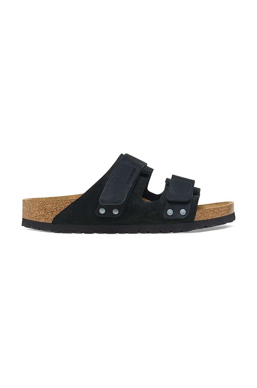 Semišové šľapky Birkenstock Uji pánske, čierna farba, 1024810