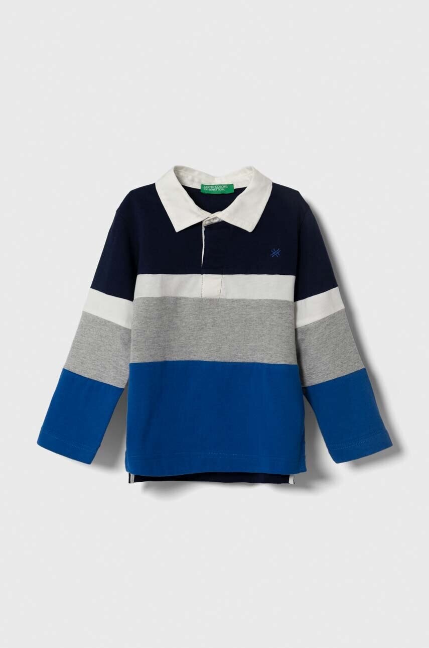Detská bavlnená košeľa s dlhým rukávom United Colors of Benetton šedá farba, vzorovaná