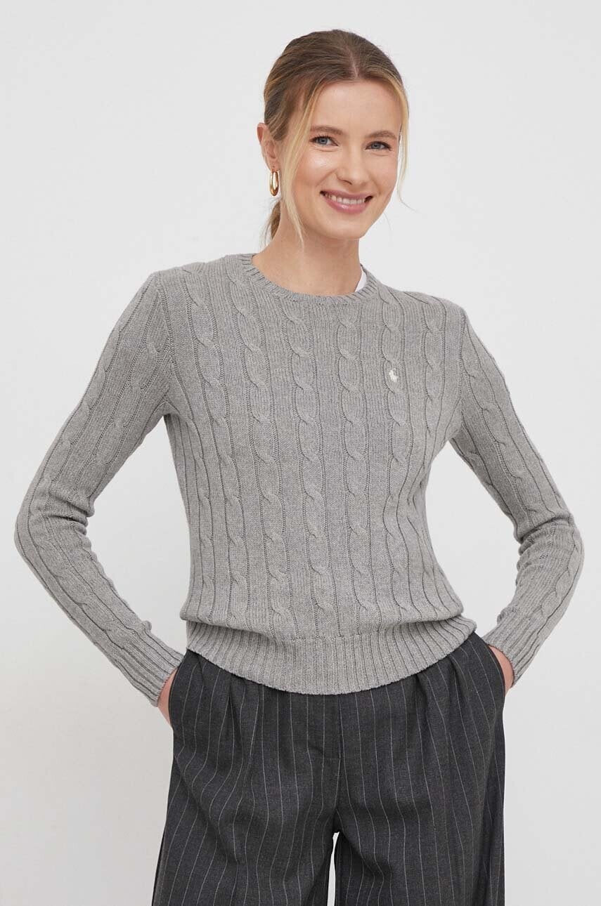 Bavlnený sveter Polo Ralph Lauren šedá farba,211943903