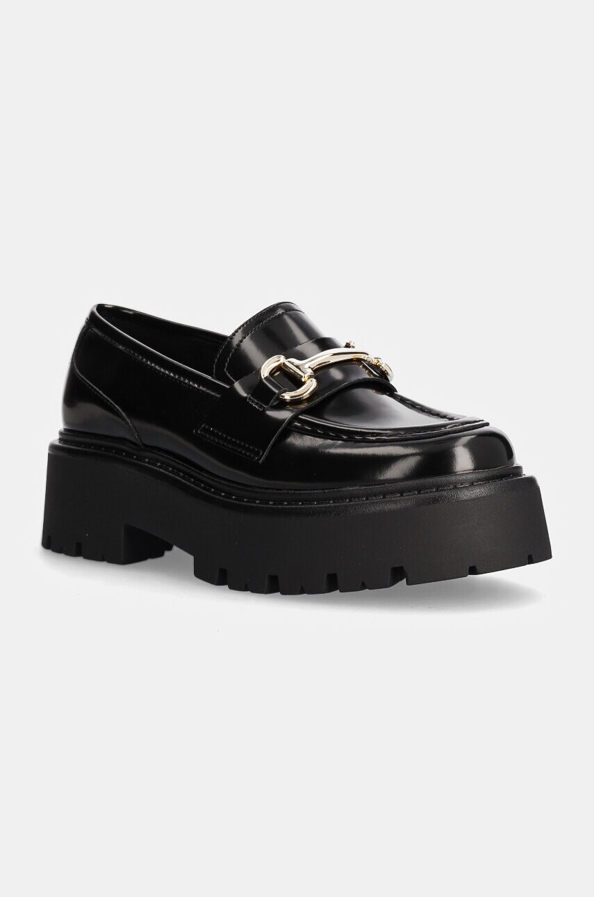 Kožené mokasíny Steve Madden Occupy dámske, čierna farba, na platforme, SM11003276