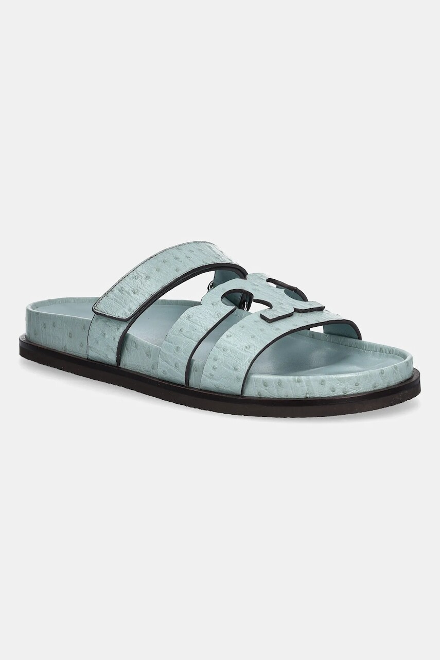 Kožené šľapky Tory Burch Ines Sport Slide dámske, tyrkysová farba, 162580-400