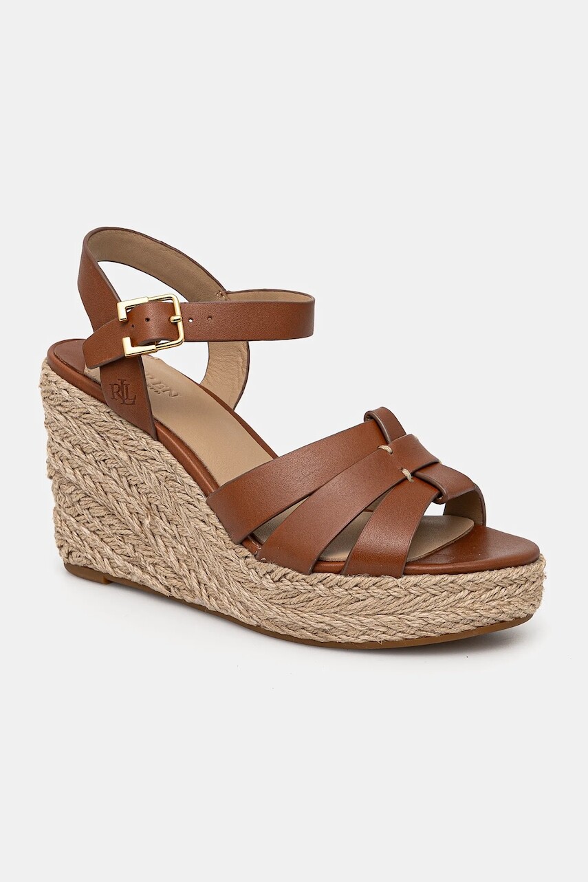 Kožené sandále Lauren Ralph Lauren Soffia Espdr hnedá farba, 802953961001