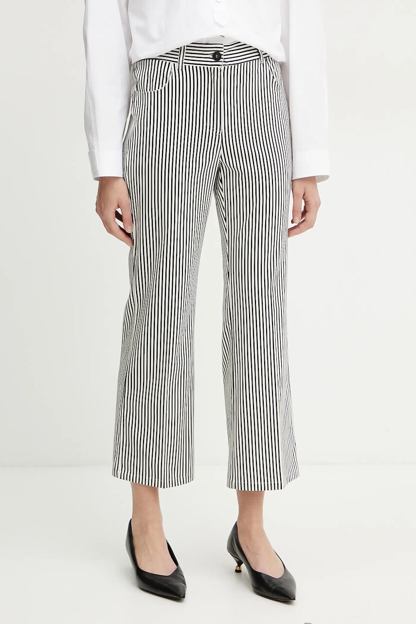 Nohavice Marella Emme by Marella dámske, biela farba, rovné, stredne vysoký pás, 2515131101200