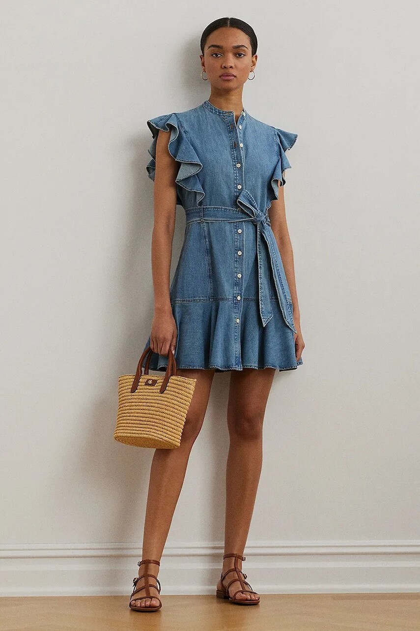 Bavlnené šaty Lauren Ralph Lauren mini, áčkový strih, 200963899