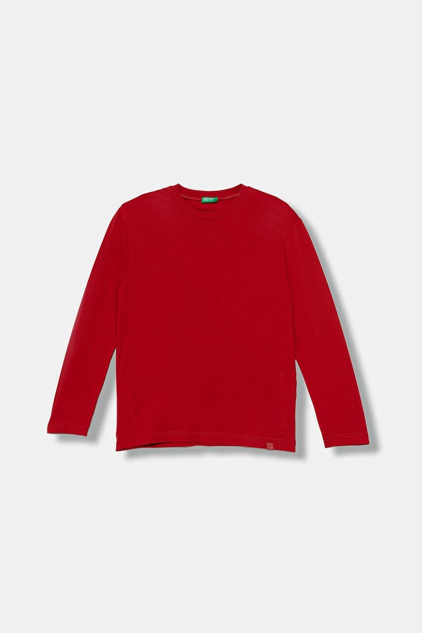 Detská bavlnená košeľa s dlhým rukávom United Colors of Benetton červená farba, jednofarebná, 3I1XC10DB