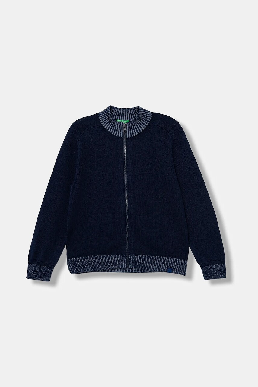 Detský bavlnený kardigan United Colors of Benetton tmavomodrá farba, 120YC500W