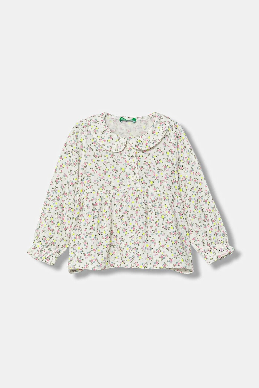 Detská bavlnená blúzka United Colors of Benetton béžová farba, vzorovaná, 534ZGQ02T