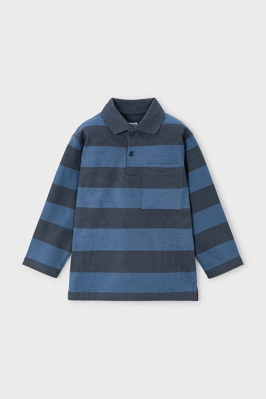 Detská bavlnená košeľa s dlhým rukávom Mayoral modrá farba, vzorovaná, 4119