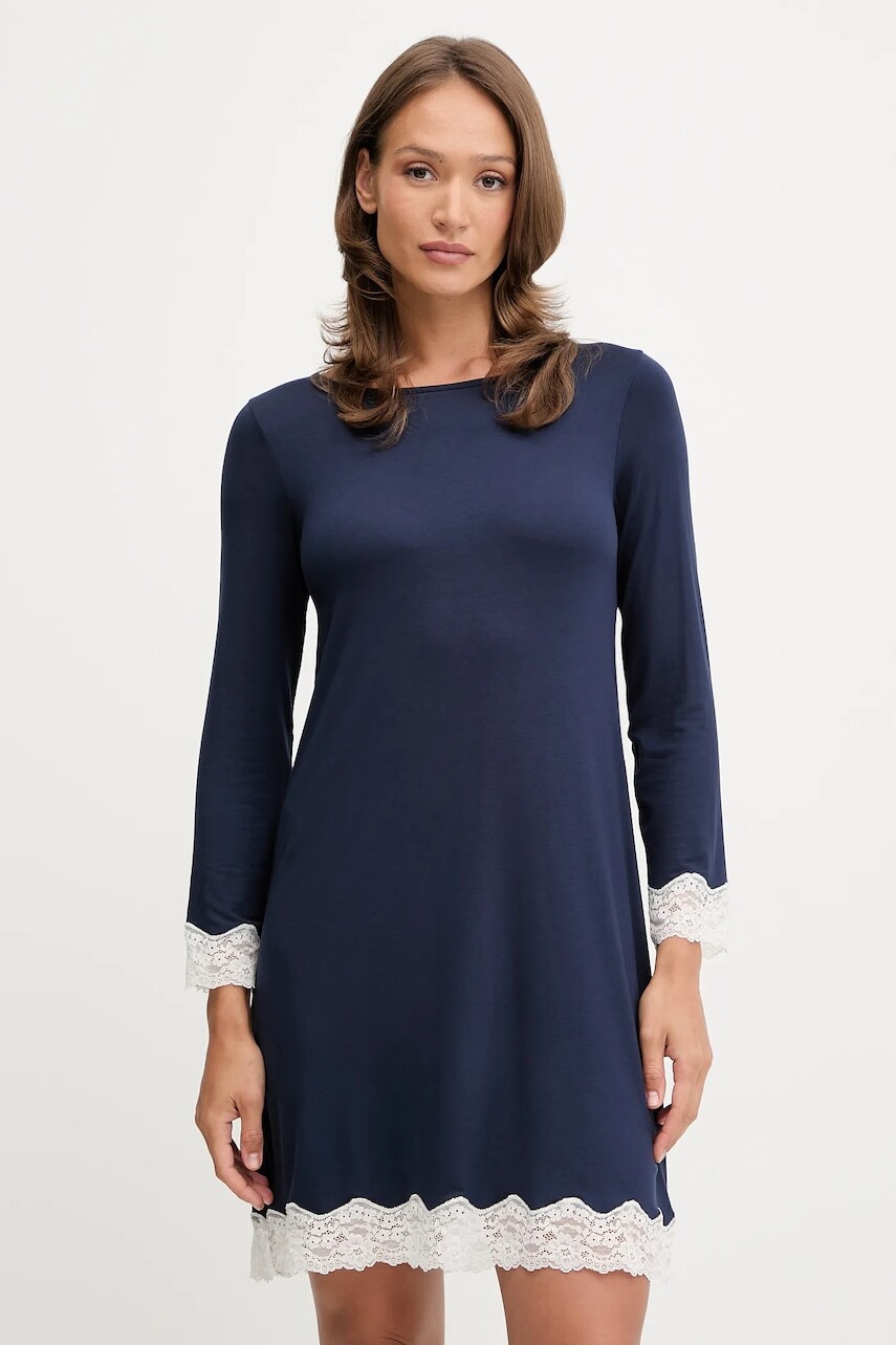 Nočná košeľa United Colors of Benetton tmavomodrá farba, 3Z123C01J