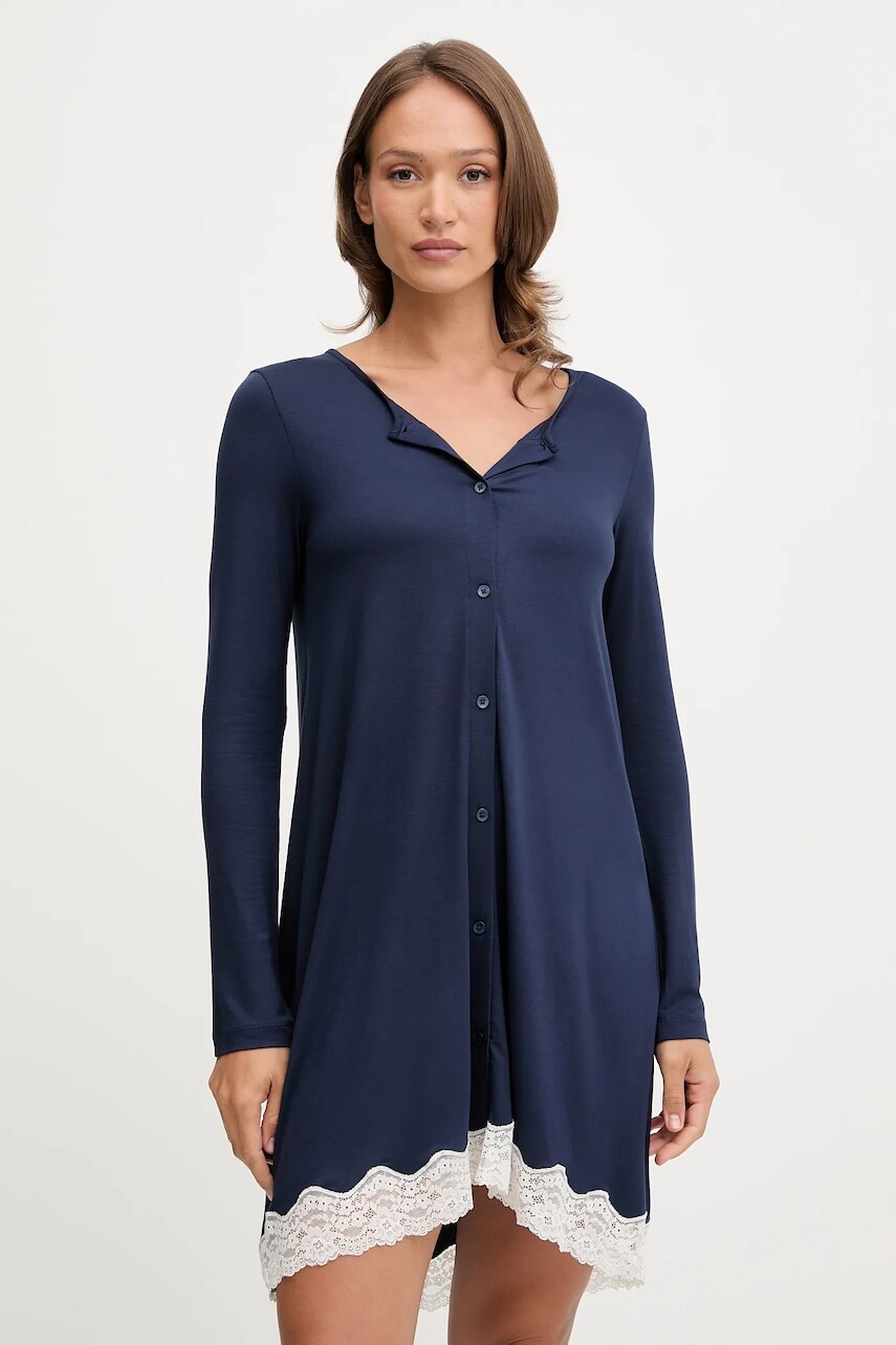 Nočná košeľa United Colors of Benetton tmavomodrá farba, 3Z123C143