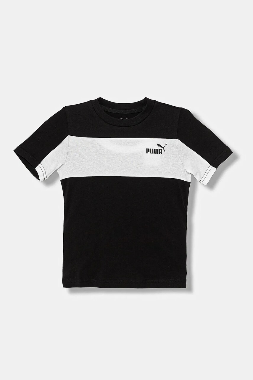 Detské bavlnené tričko Puma ESS BLOCK Small Logo Tee B čierna farba, s potlačou, 689120
